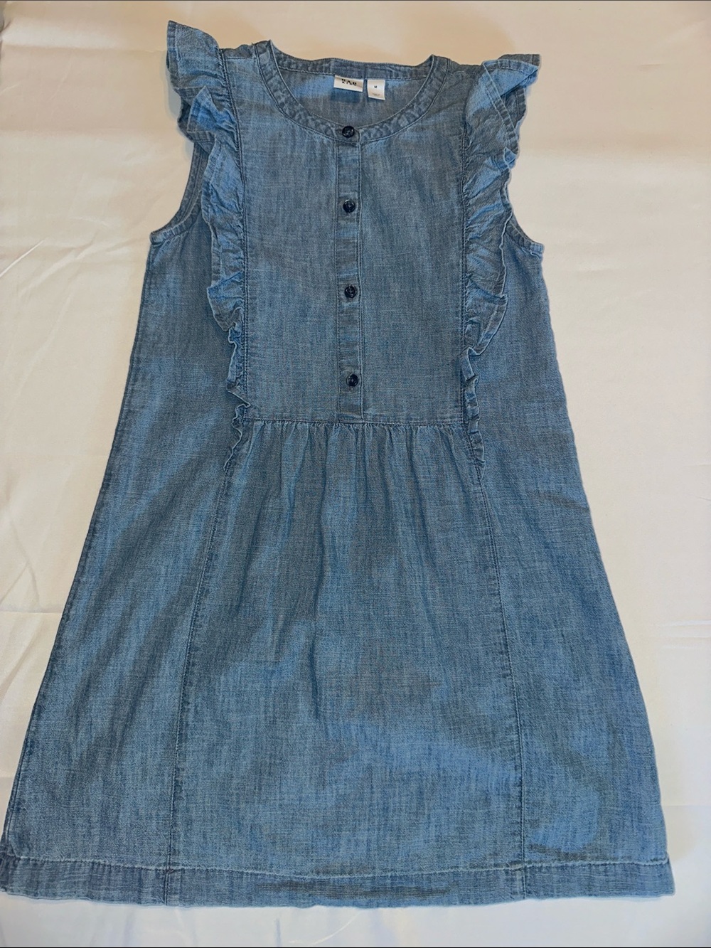 GAP Chambray Ruffle Sleeve Dress - Blue